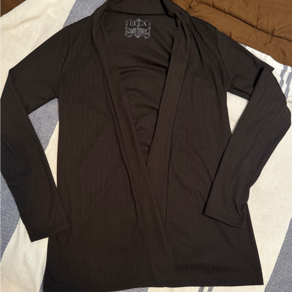 Black Open Front Cardigan